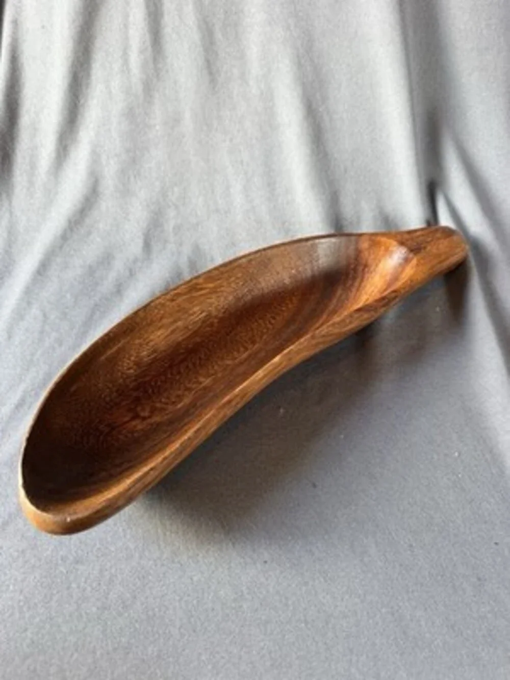 Vintage Monkey Pod Wood Bowl Philippines MCM Carved Serving Dish 10”